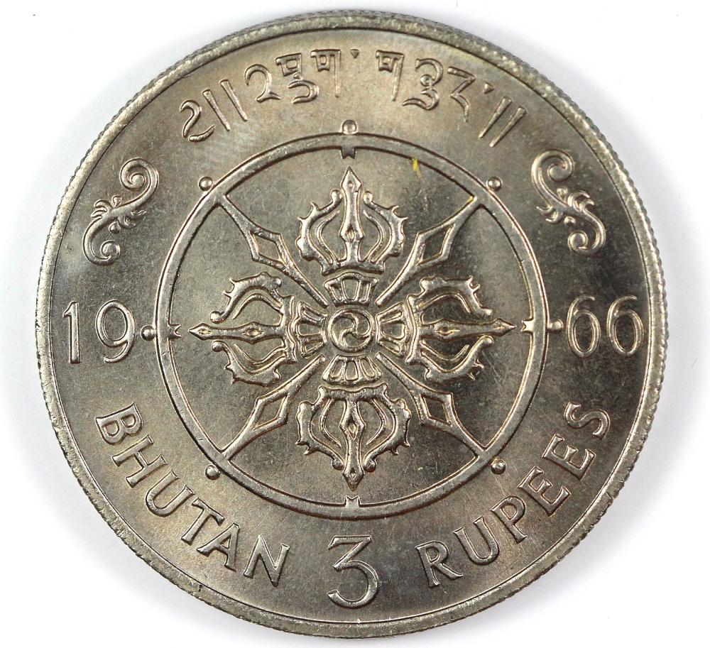 Bhutan. 1966 3 Rupees, Rupe... image