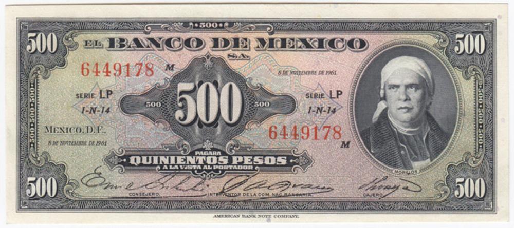 Mexico. '8.11.1961' 500 Pes... image