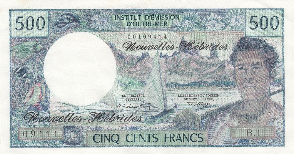 New Hebrides 500 Francs (19... image