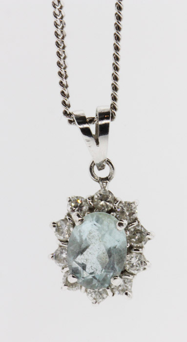 Aquamarine & Diamond Pendan... image