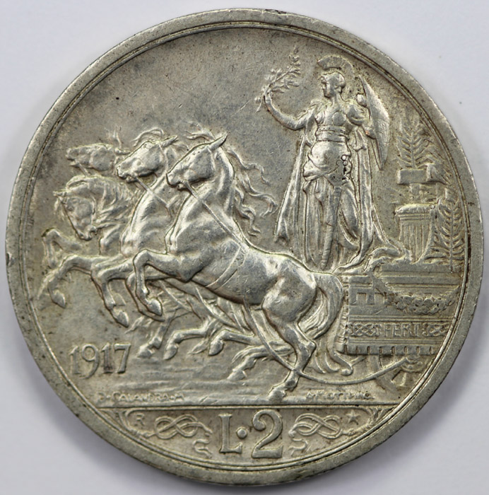 Italy 1917 R Silver 2 Lira,... image