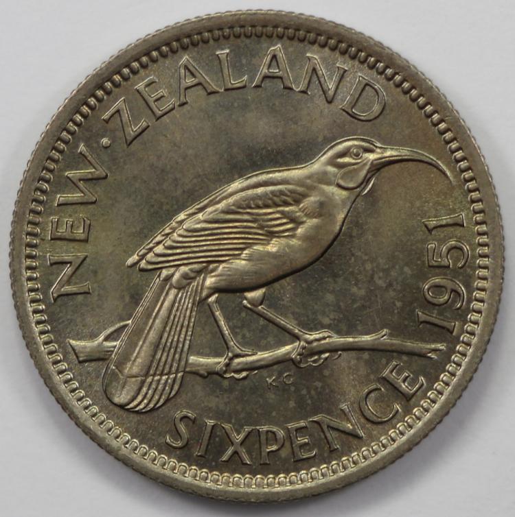 New Zealand 1951 Sixpence, ... image