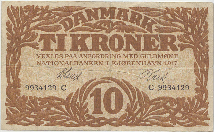 Denmark 1917 10 Kroner - C ... image