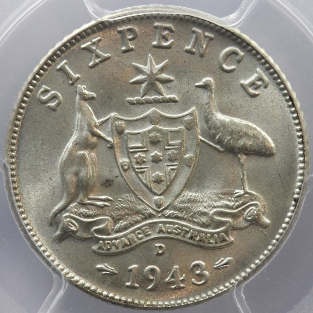 Australia. 1943 D Sixpence,... image