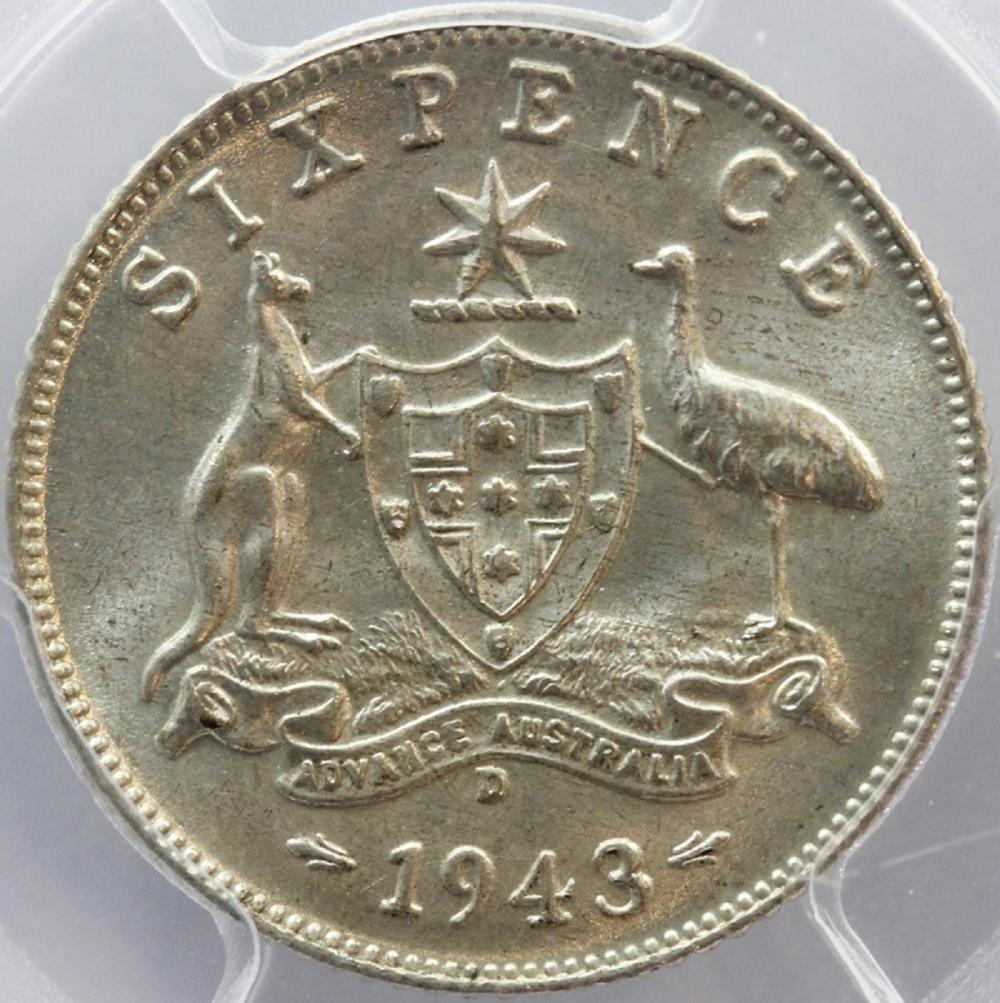 Australia. 1943 D Sixpence,... image