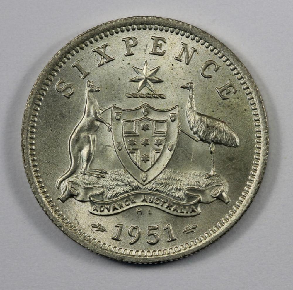 Australia. 1951 PL Sixpence... image