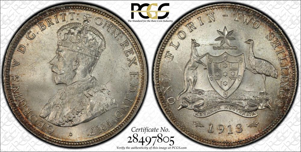 Australia 1913 Florin PCGS ... image