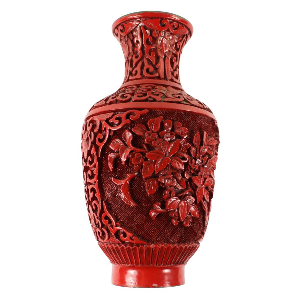 Chinese Red Cinnabar Vase w... image