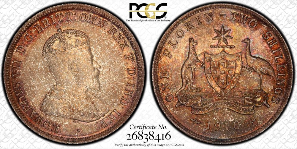 Australia 1910 Florin, PCGS... image