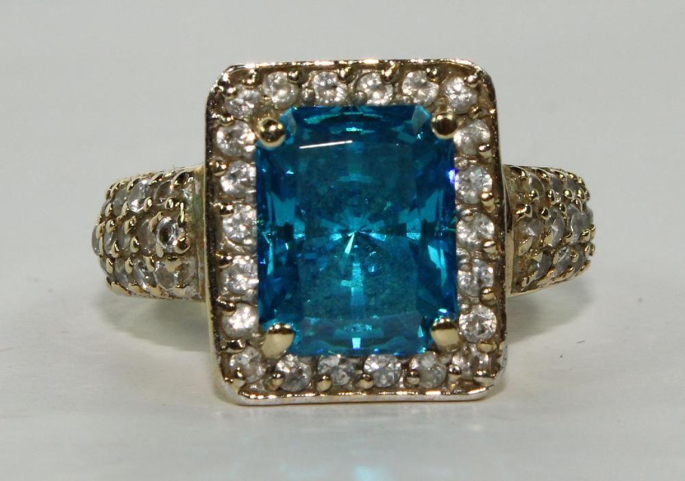 Emerald-cut Blue Topaz Ring... image