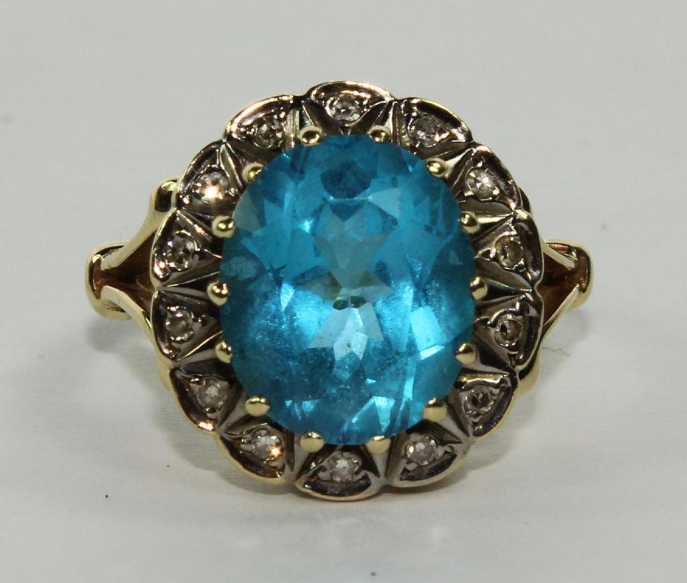 Blue Topaz and Diamond Ring... image