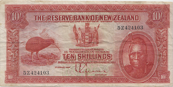 New Zealand 'Lefeaux' 10/- ... image