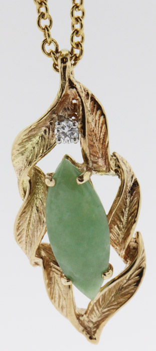 Green Jade & Diamond Pendan... image