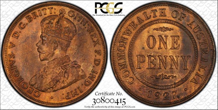 Australia 1927 Penny, PCGS ... image