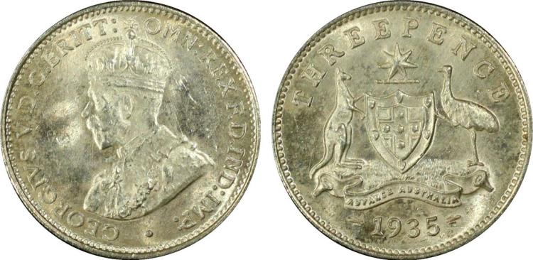 Australia 1935 Threepence, ... image