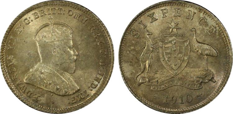 Australia 1910 Sixpence, PC... image