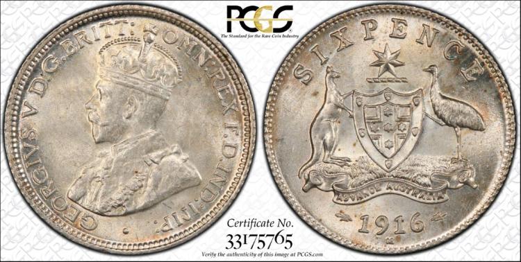 Australia 1916 M Sixpence, ... image