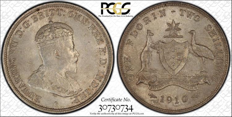 Australia 1910 Florin, PCGS... image