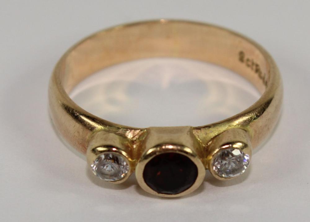 Red Garnet Ring in 9ct Yell... image