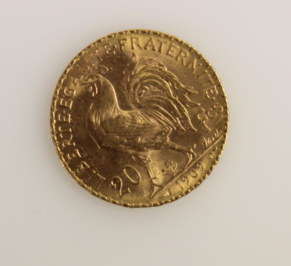 France 1909 Gold (900) 20 F... image