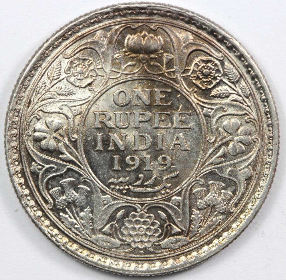 India 1919 (B) Silver Rupee... image