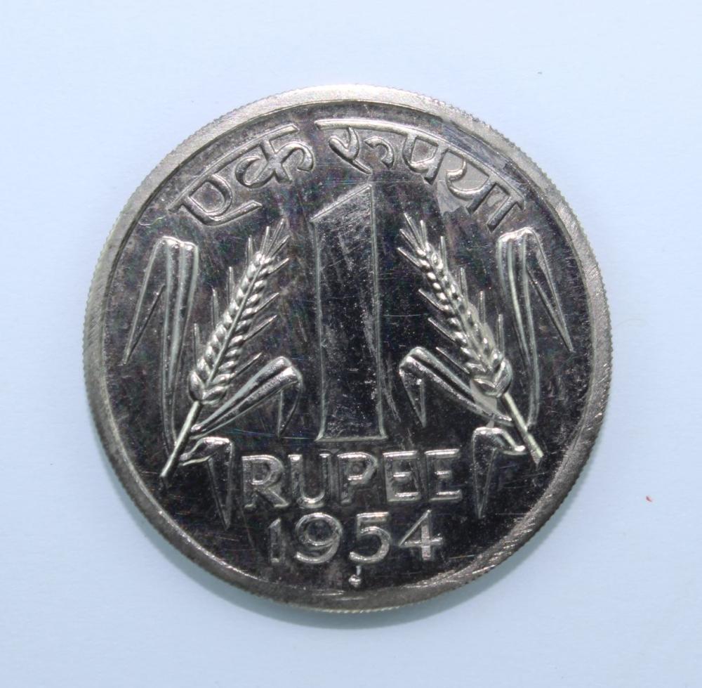 India 1954 B Proof Rupee, Gem image