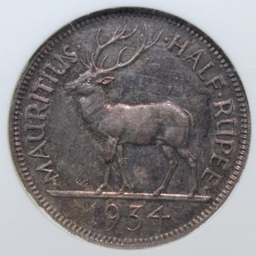 Mauritius 1934 Proof Half R... image