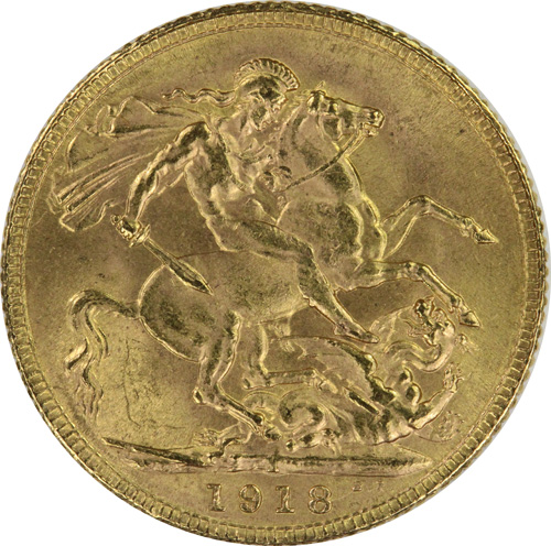 India 1918 'I' Sovereign, U... image