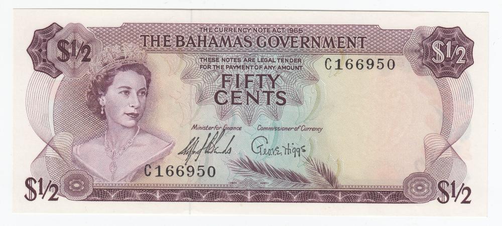 Bahamas 1965 $1/2 Dollar, U... image