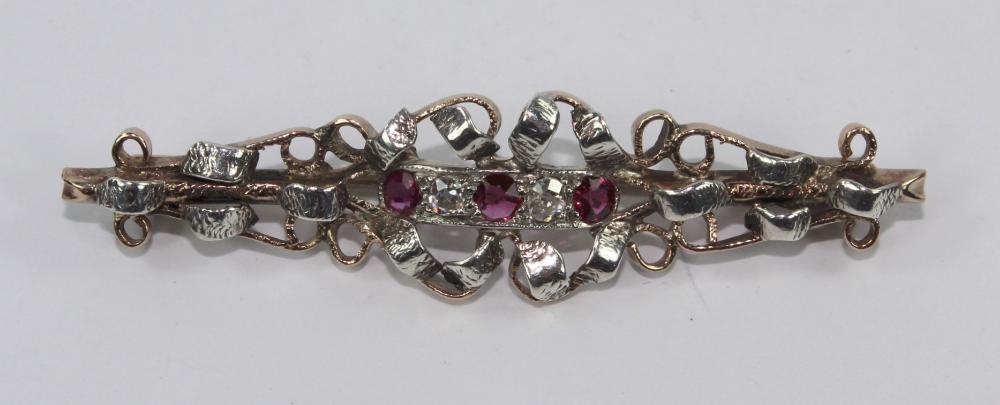 Diamond & Ruby Brooch in 9c... image