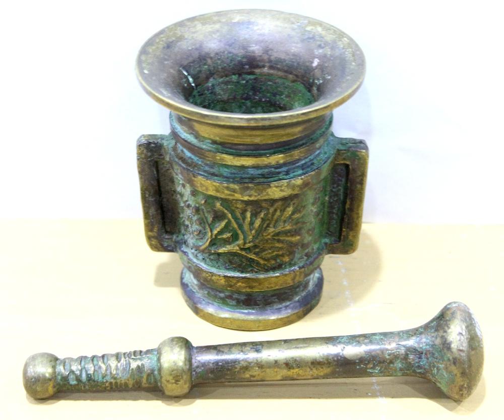 Antique Brass Mortar and Pe... image