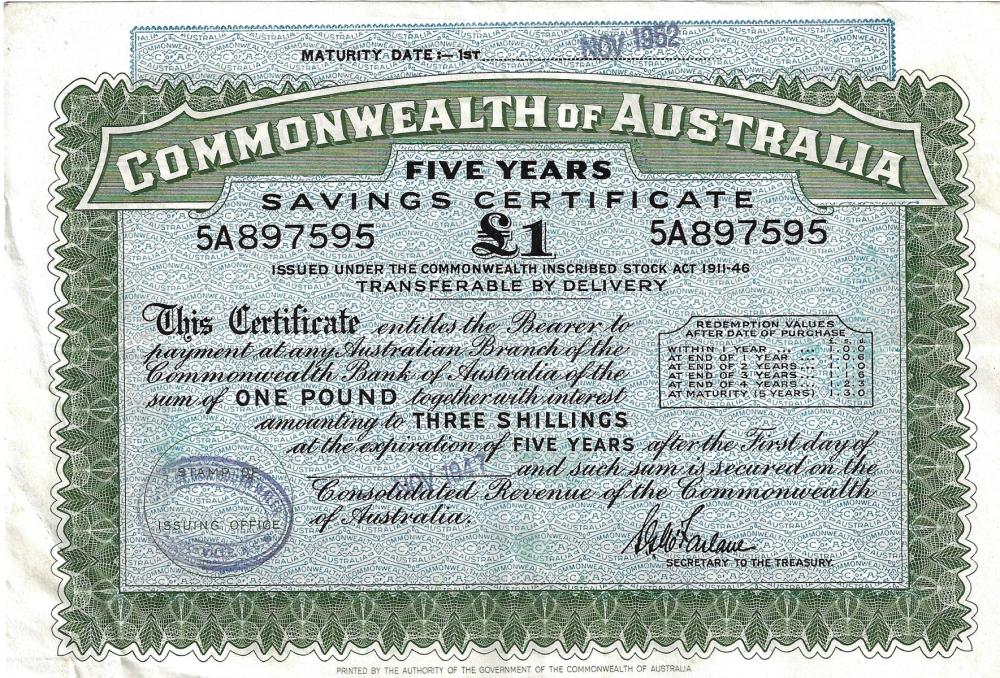 Australia. 1947-1952 £1 Fiv... image