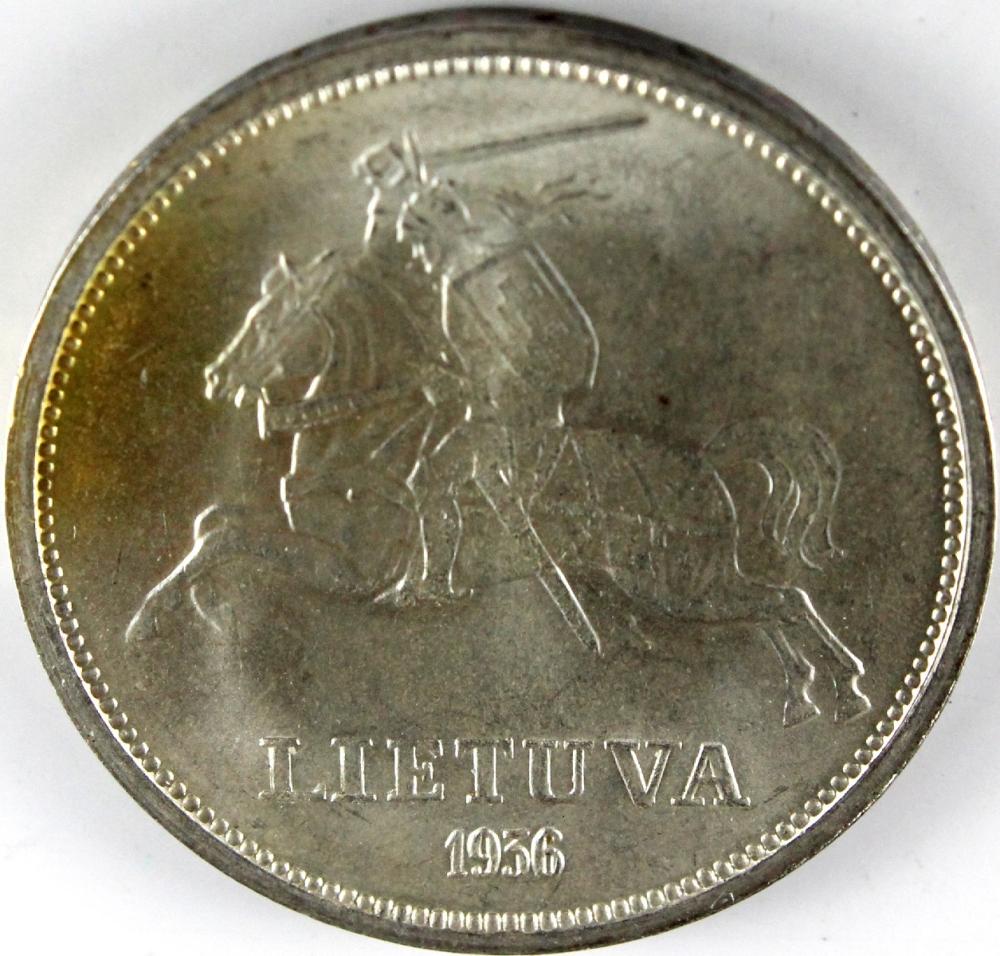 Lithuania. 1936 Silver 5 Li... image