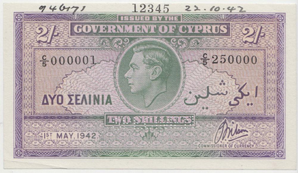 Cyprus. 'Specimen' 2/- date... image