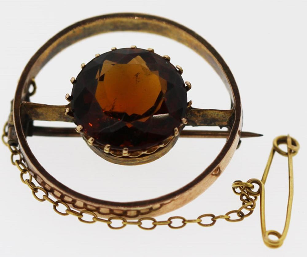 Vintage Citrine Brooch in 9... image