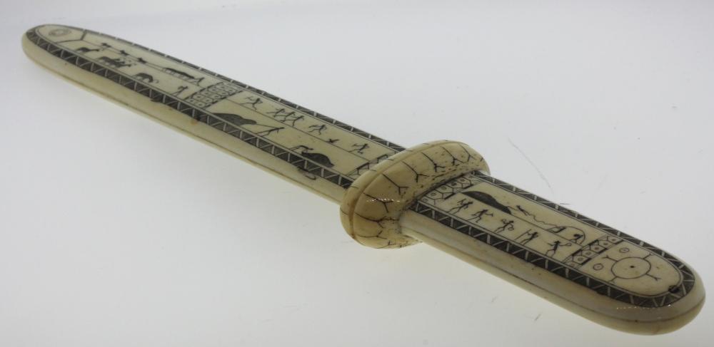 Exquisite Ivory and Bone Letter Opener in the form of a sheathed Dagger