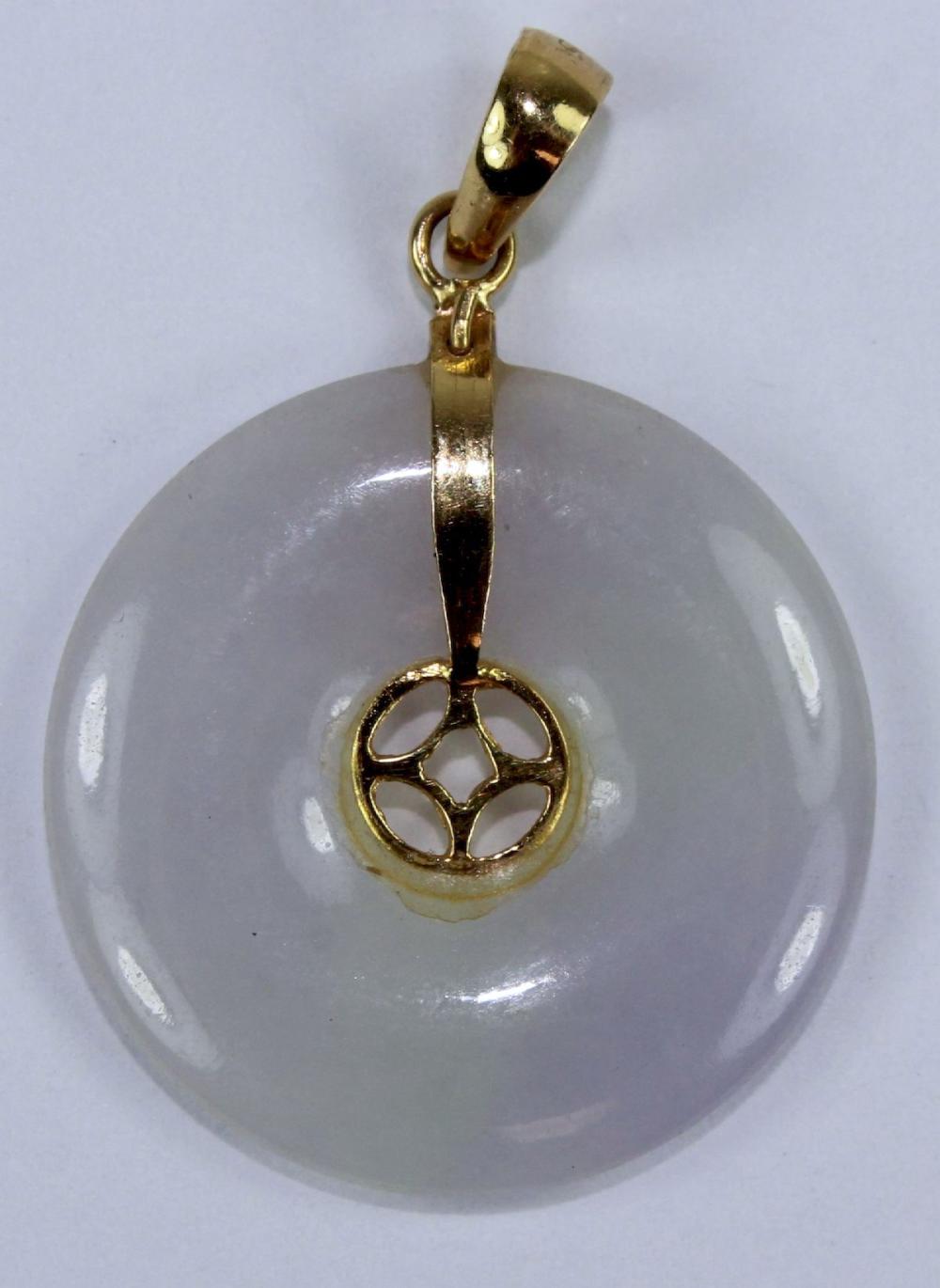 Small Lavender Jade Pendant in 18ct Yellow Gold