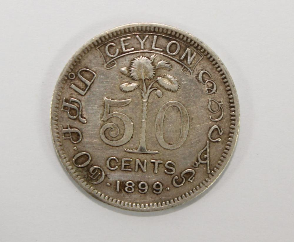 Ceylon 1899 Silver (800) 50... image