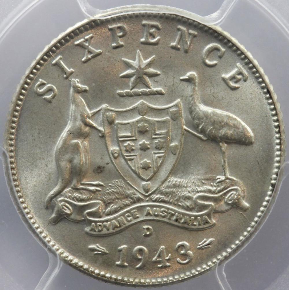 Australia 1943 D Sixpence, ... image