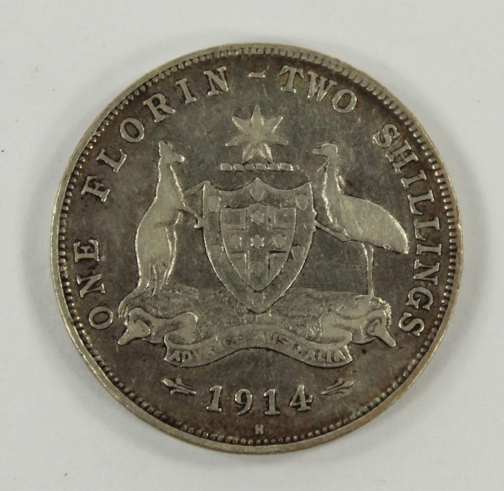 Australia 1914 H Florin, Fine image