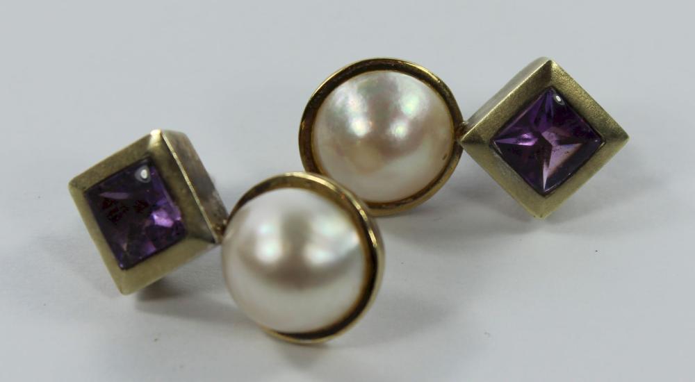 Amethyst & Pearl Earrings i... image