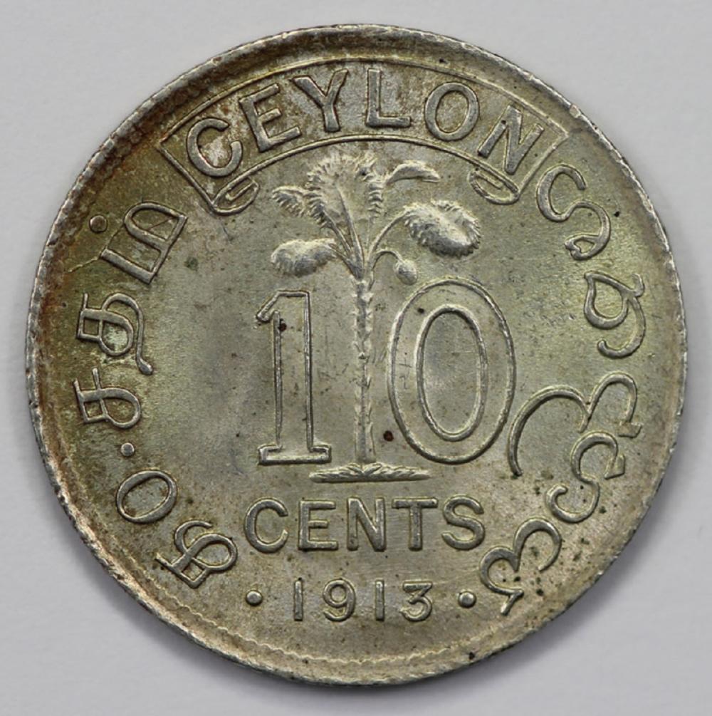 Ceylon 1913 10 Cent, Lustro... image