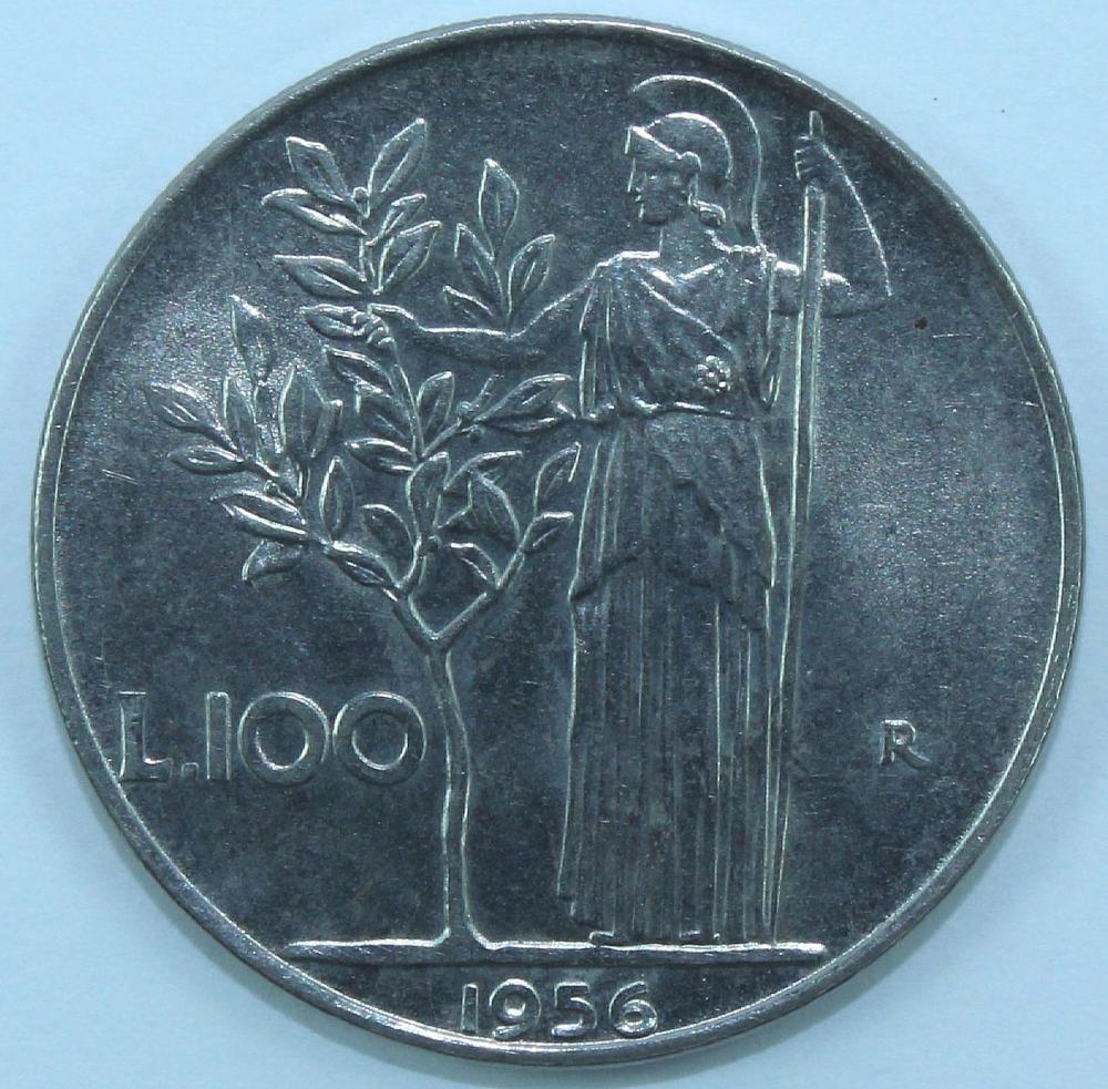 Italy 1956 R 100 Lire, Bril... image