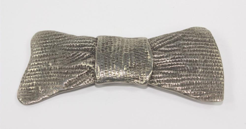 Large Pewter Bow Tie Brooch image