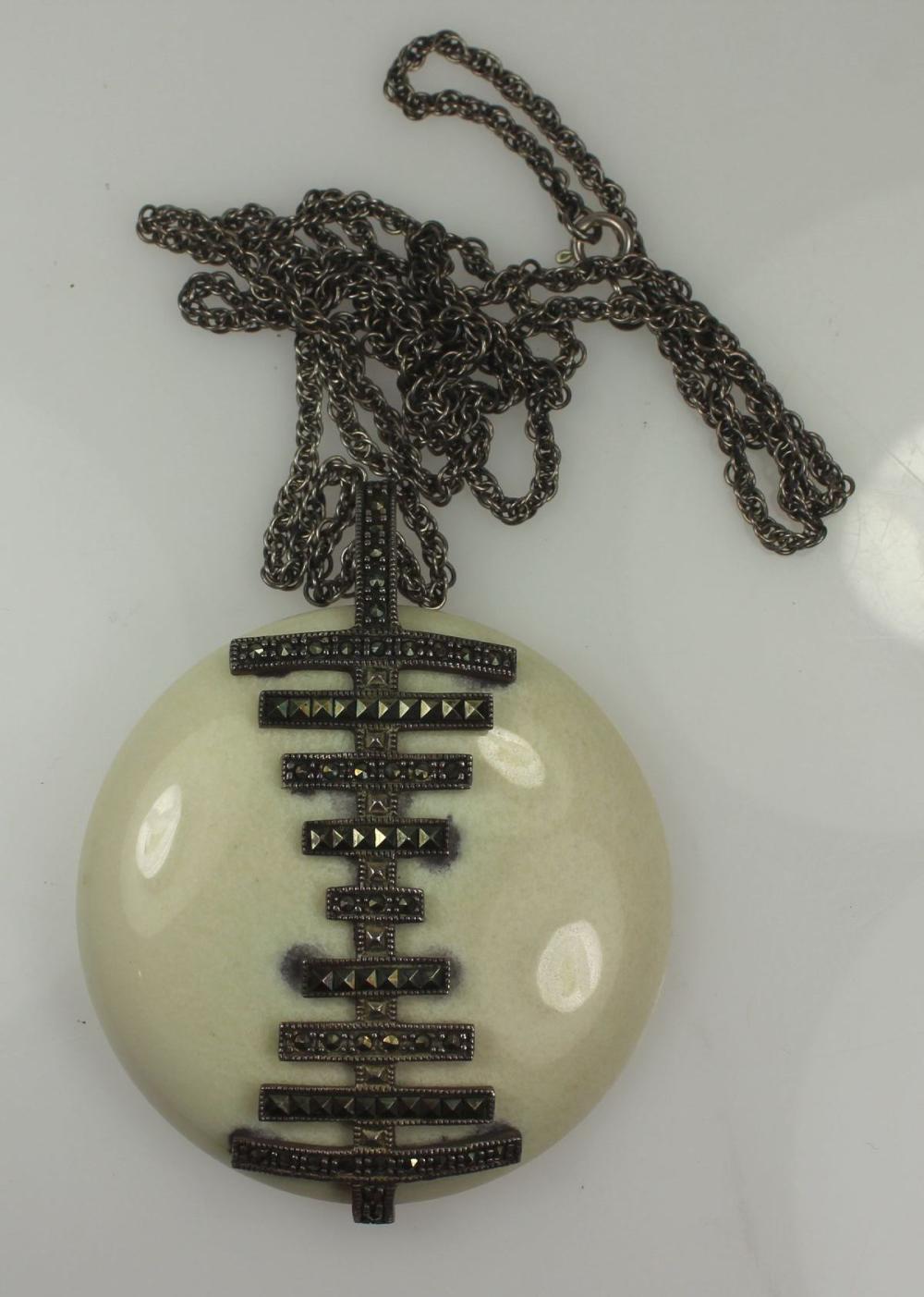 White Ceramic Pendant with ... image