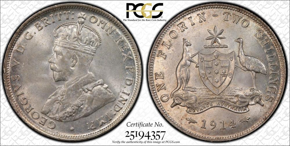 Australia 1914 (L) Florin P... image