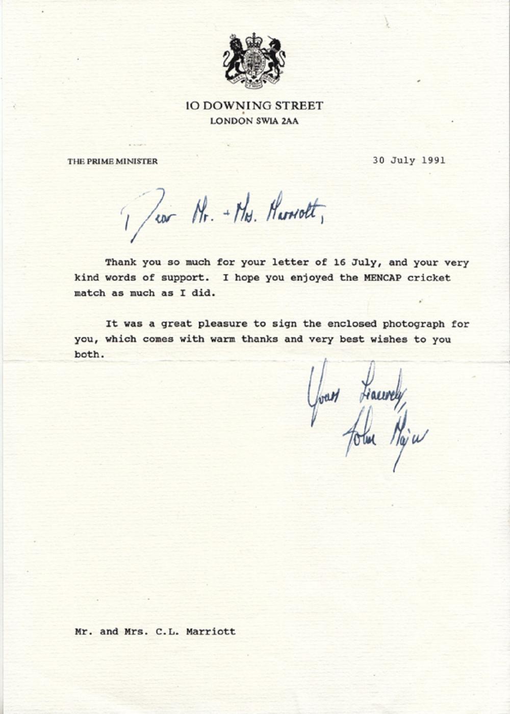 John Major signed letter on... image