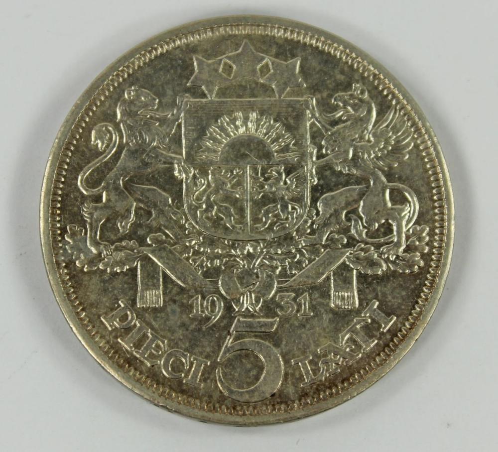 Latvia 1931 Silver 5 Lati, ... image