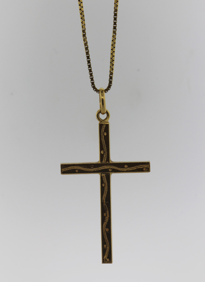 Engraved Gold Cross and Box... image