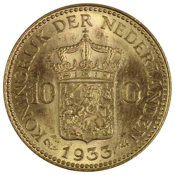 Netherlands 1933 10 Gulden,... image